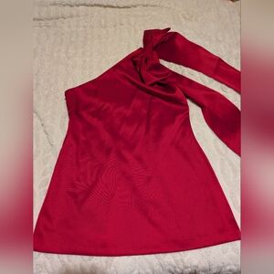 New H&M One-Shoulder Red Satin Women's Dress Size L